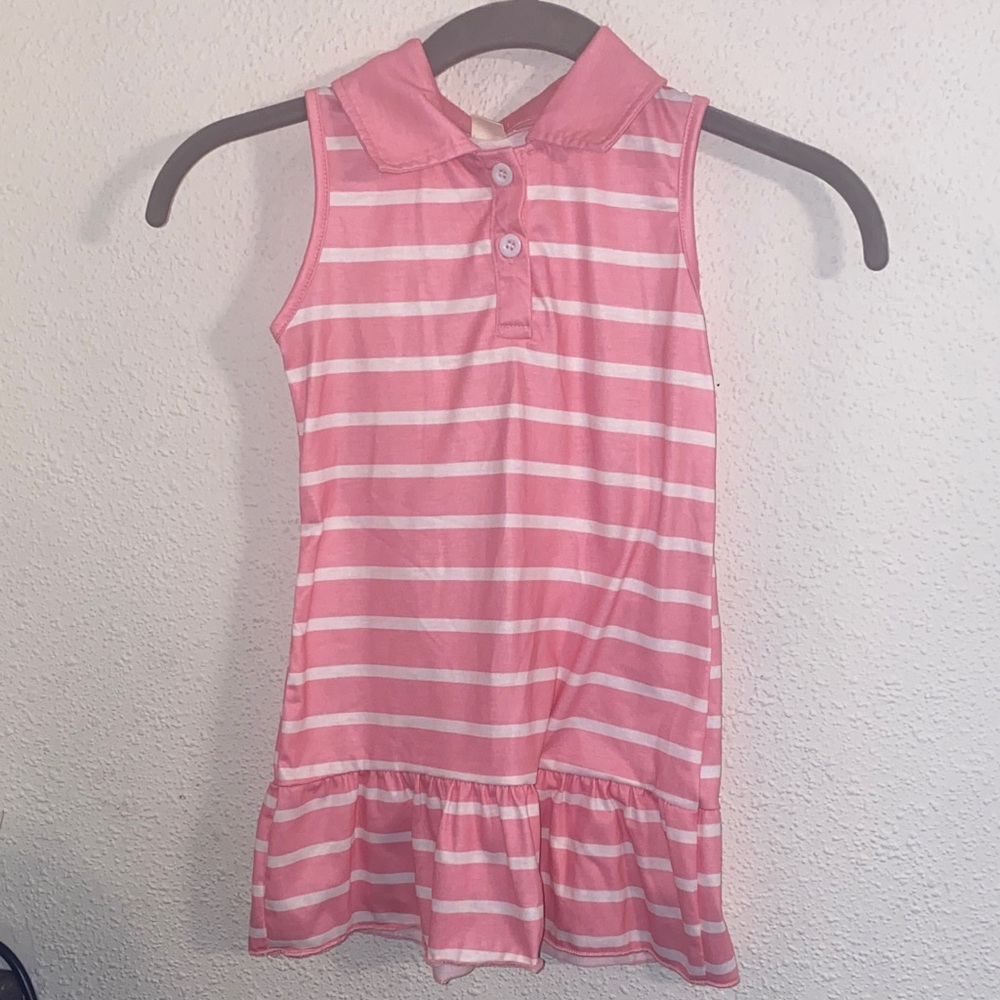 Pink Striped Sleeveless Dress